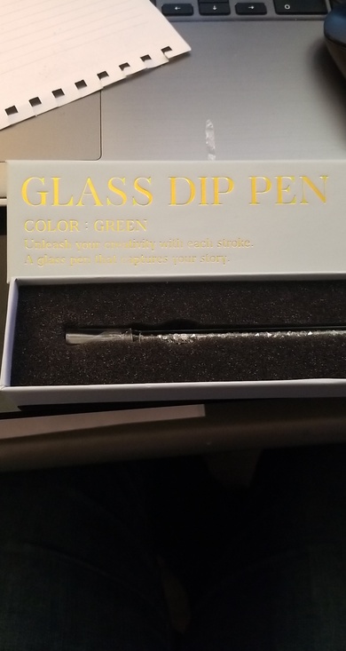 Daiso Other - Glass Dip Pen - Green & Silver